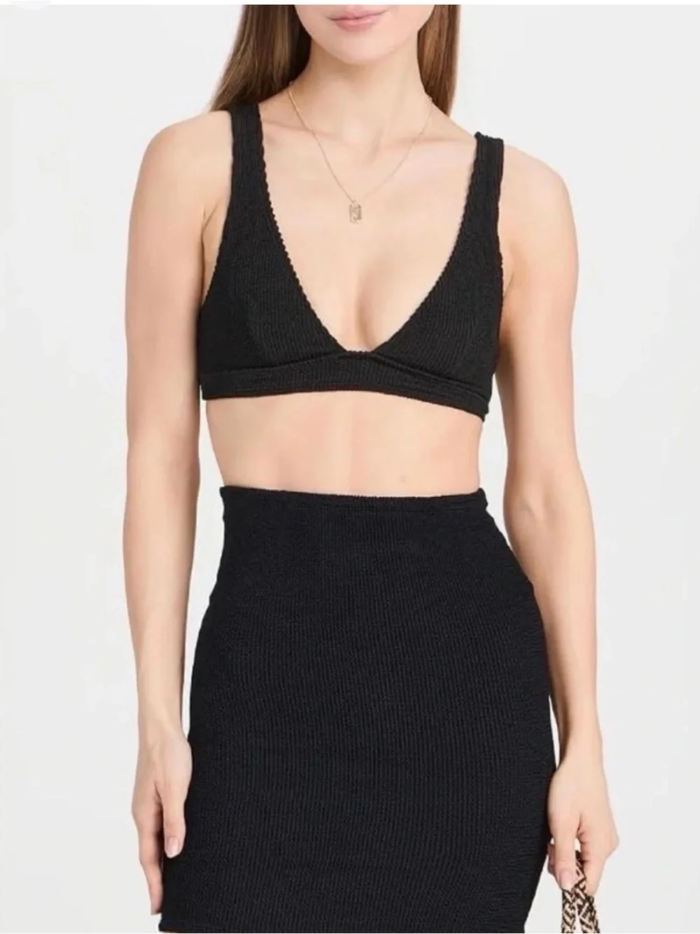 GOOD AMERICAN Black Always Fits Triangle Bikini Top